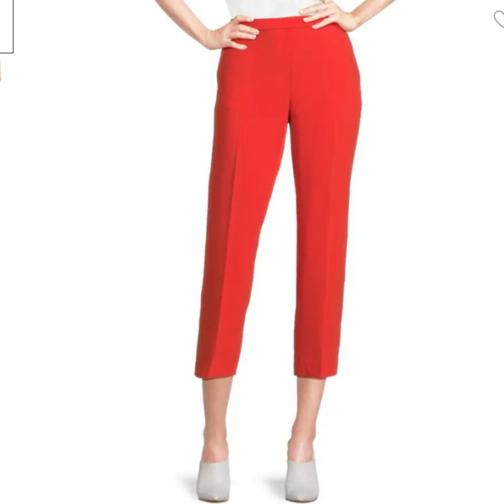 Theory Treeca Pull-on Pant - Stretch Admiral Crepe - Poppy Red/Orange - Sz 6 NWT